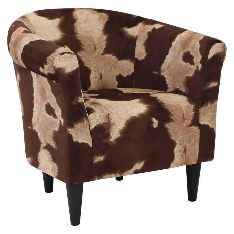 Club Bucket Tub Chair ELEGANT Cow Hide Animal Printed Home Office Accent Seat