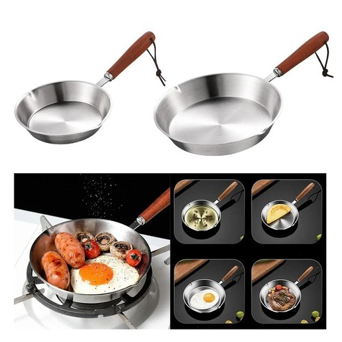 Stainless Steel Small Frying Pan Omelette Pan Open Skillet with Helper Handle.
