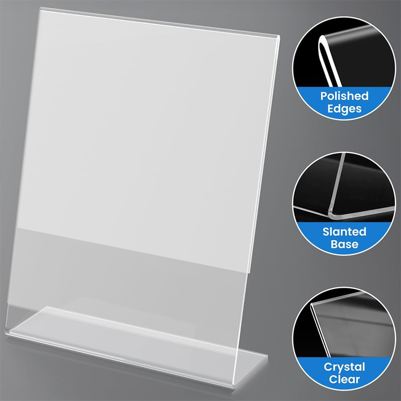 Acrylic Slanted Sign Holder 4 x 6,10 Pack Clear Plastic Table Display Vertical D