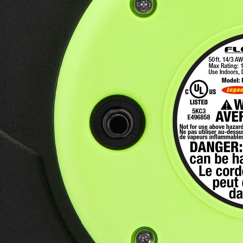 50 ft. Retractable Extension Cord Reel 14/3 AWG SJTOW Grounded Triple Tap Outlet