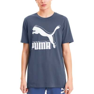 

Puma Classics Logo Футболка с круглым вырезом Мужские синие повседневные топы 595132-43, Синий, Puma Classics Logo Crew Neck TShirt