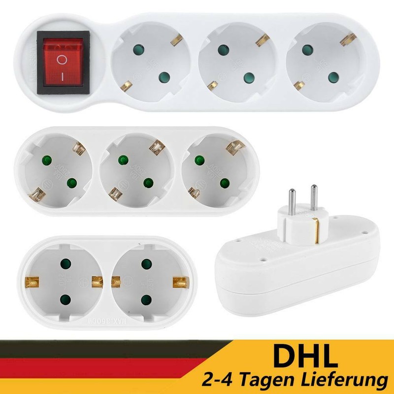 2/3X EU Steckdose Steckdosenleiste Steckdosenverteiler Mehrfachsteckdose Adapter