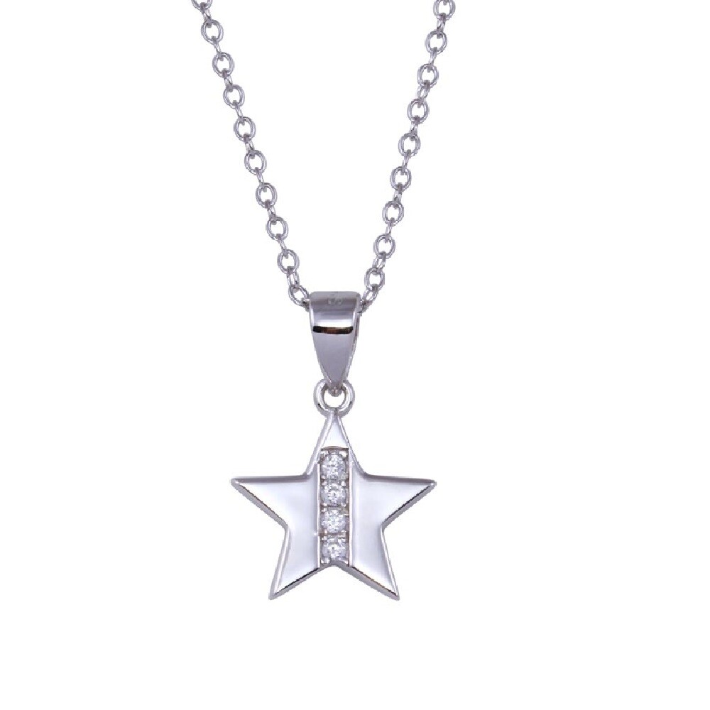 Sterling Silver Necklace w/ CZ Stones Star Pendant | eBay