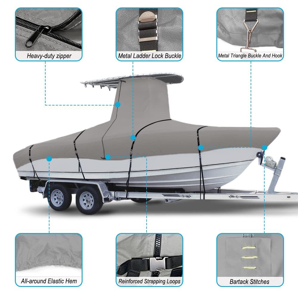 900D Heavy Duty Center Console T-Top Roof Boat Cover Waterproof Storage