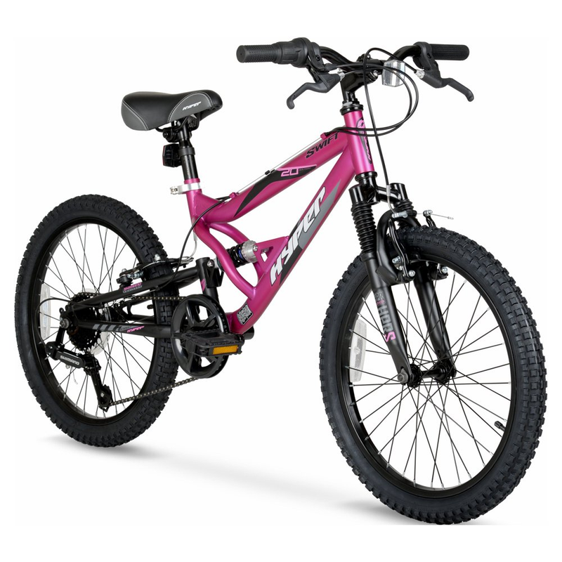 20 inch Swift Magenta Girls Mountain Bike 7 Speed Full Suspension Bicycle