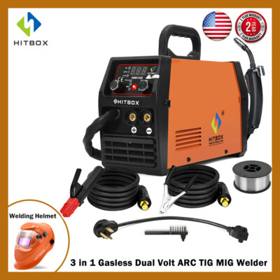 HITBOX 3 in 1 MIG Welder 110V 220V 140A Gasless ARC TIG MIG Welding Machine IGBT