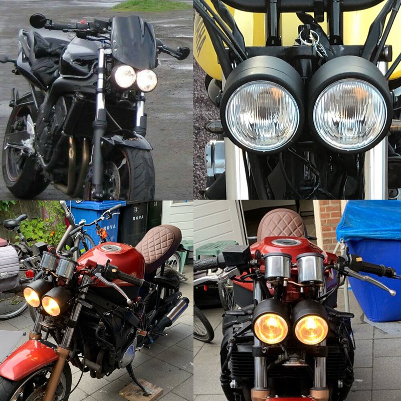 Motorcycle Twin Dual Double Headlight Headlamp For Harley