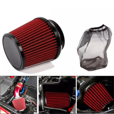 4inch/100mm High Flow Inlet Cold Air Intake Cone Replacement Dry Air Filter Red