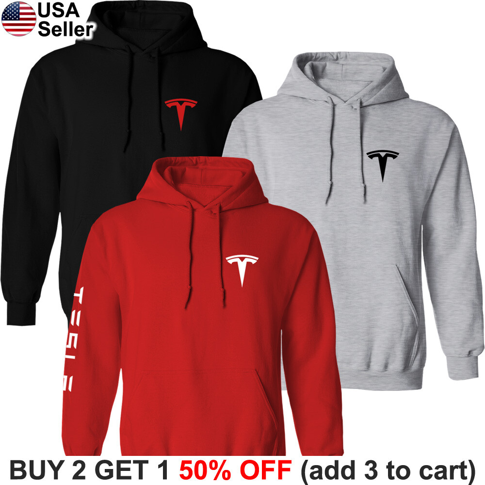 Tesla Hooded Sweat Shirt Logo Model S 3 X Y Elon Musk Hoodie Sweater Chest BTS02