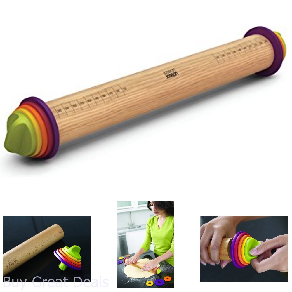 Adjustable Baking Dough Even Thickness Rolling Pin Tool w/ Removable