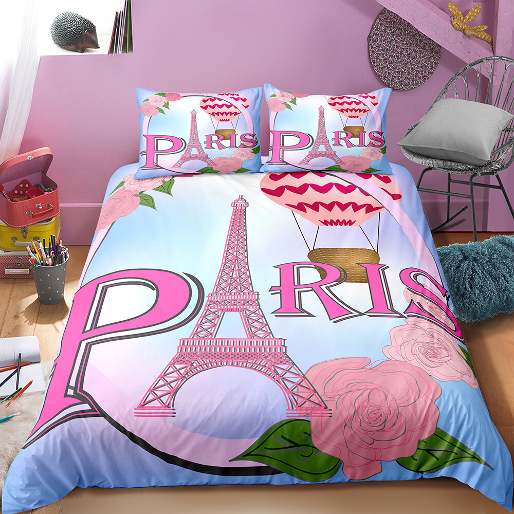 3d Paris Eiffel Tower Pink Bedding Set Duvet Cover Comforter Cover Pillowcase Ebay