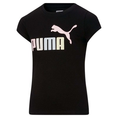 Puma Luminous Logo Graphic Crew Neck Short Sleeve TShirt Молодежные девушки Black Athle