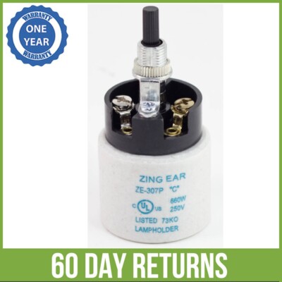 ZE-307P Rotary Turn Knob Switch Halogen Lamp Socket Replacement On Off 660W E26