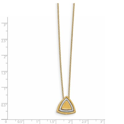 Pre-owned Superdealsforeverything Real 14kt Two-tone Satin Triangle Necklace; 17 Inch