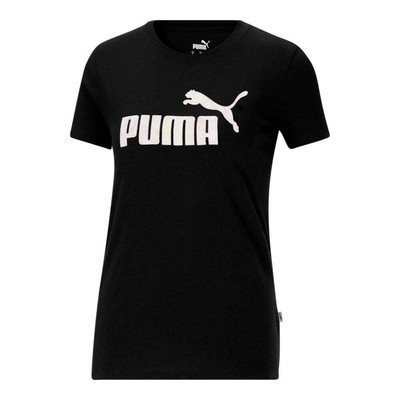 

Футболка Puma Ess Logo Floral Crew Neck с коротким рукавом женская черная повседневная 670460-01, Черный