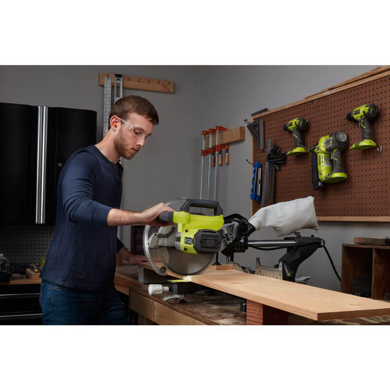 RYOBI Sliding Compound Miter Saw 10'' Corded Carbide Tipped Blade Spindle Lock