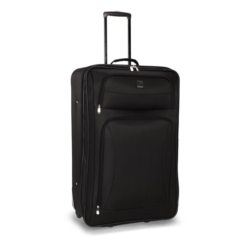 28" Regency Checked 2-Wheel Upright Luggage, Black