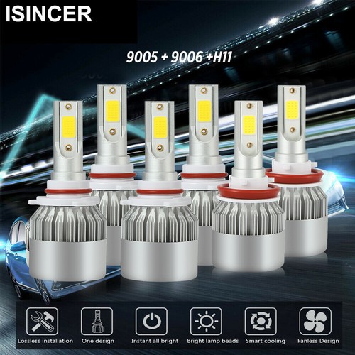 H11 9005 LED Headlights Bulb 5400W 810000LM Combo Hi Lo Beam 6000K Lamp 9006