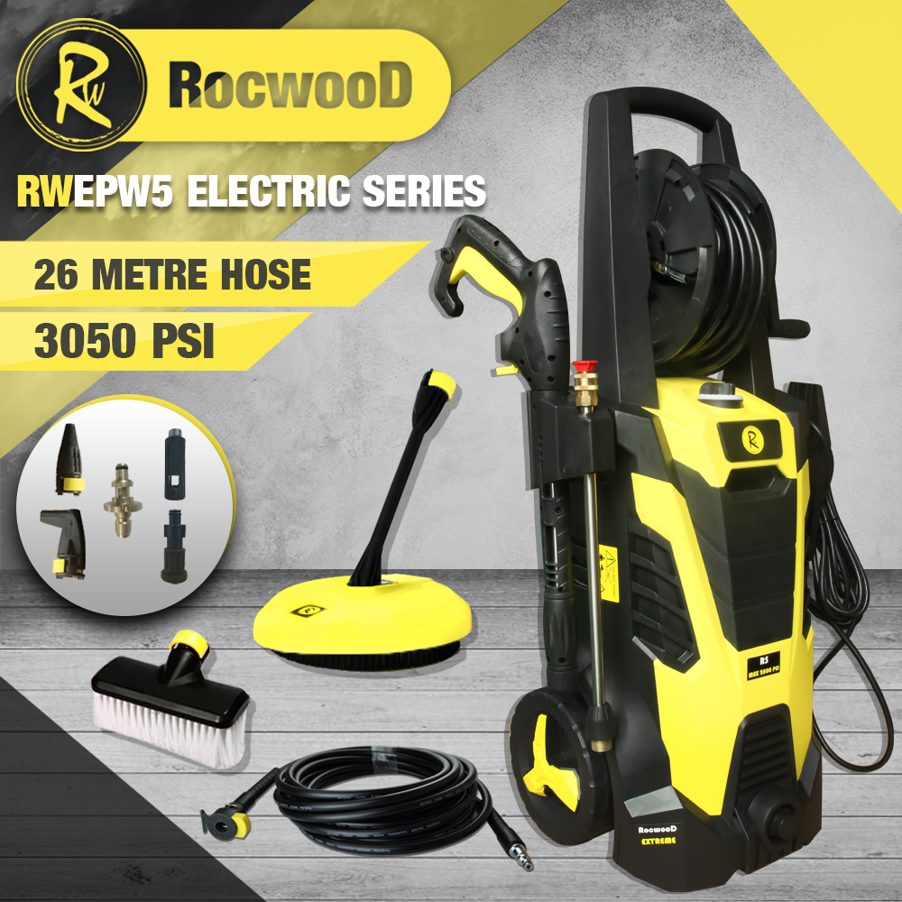 Electric Pressure Washer 3050PSI RocwooD 2300W High Power 195Bar Jet
