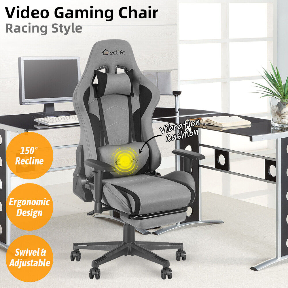 Gaming Chair Office Racing Computer Desk Seat Recliner Footr