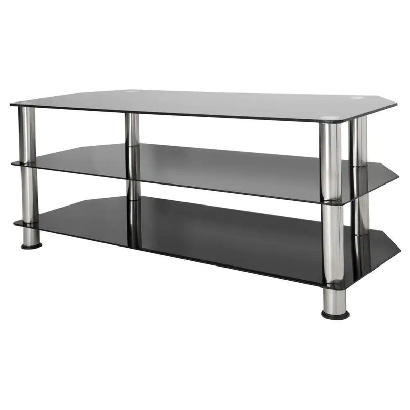 For Up To 55-inch Tvs Black Glass Chrome Legs