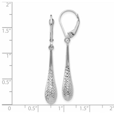 Pre-owned Superdealsforeverything Real 14kt White Gold Diamond Cut Leverback Earrings