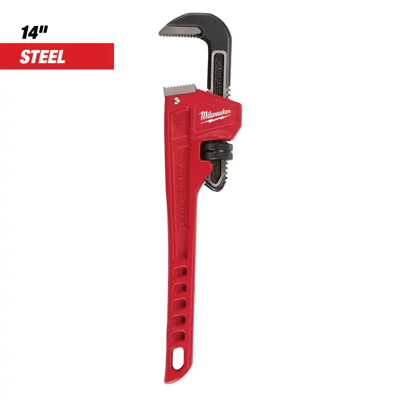 Milwaukee 14 Inch Steel Pipe Wrench Heavy Duty Straight Plumbing Tool