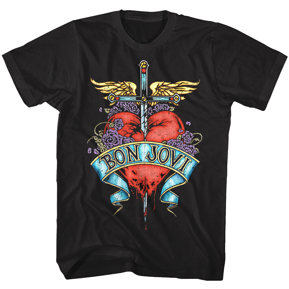 Bon Jovi Pierced Heart Tattoo Men's T Shirt Rock Band Album