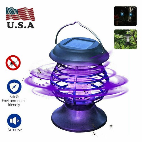 Solar Powered Outdoor Mosquito Fly Bug Insect Zapper Killer Trap UV Lamp Light