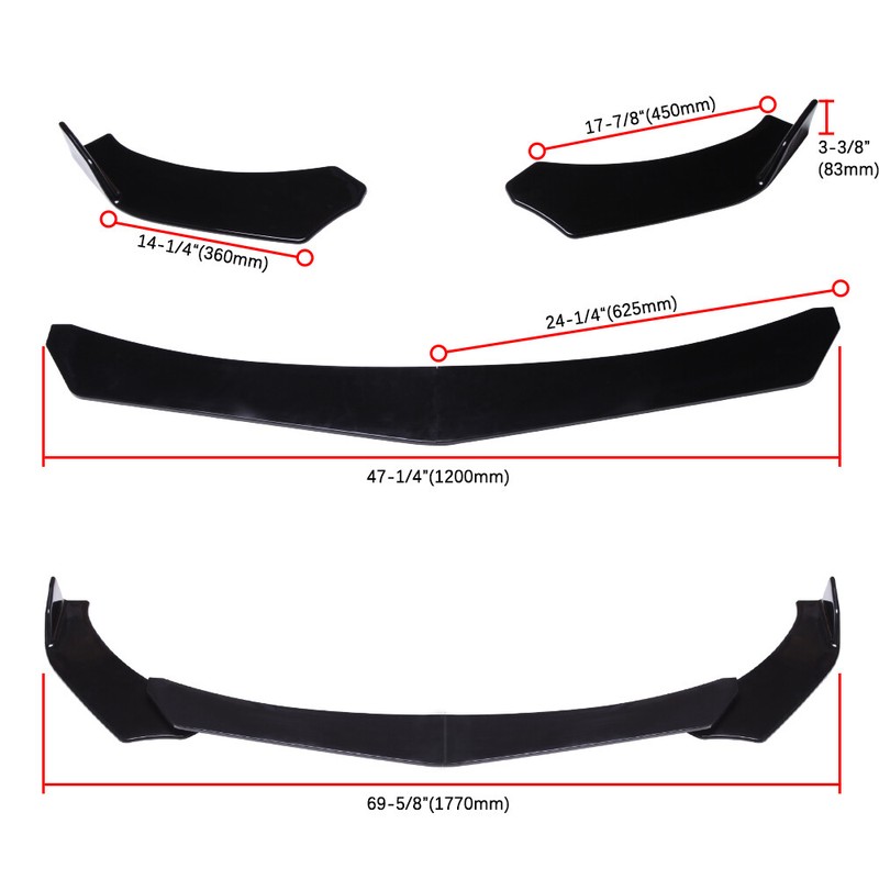 ::For Chevy Camaro Chevrolet 15-20 Front Bumper Lip Spoiler Splitter Glossy Black