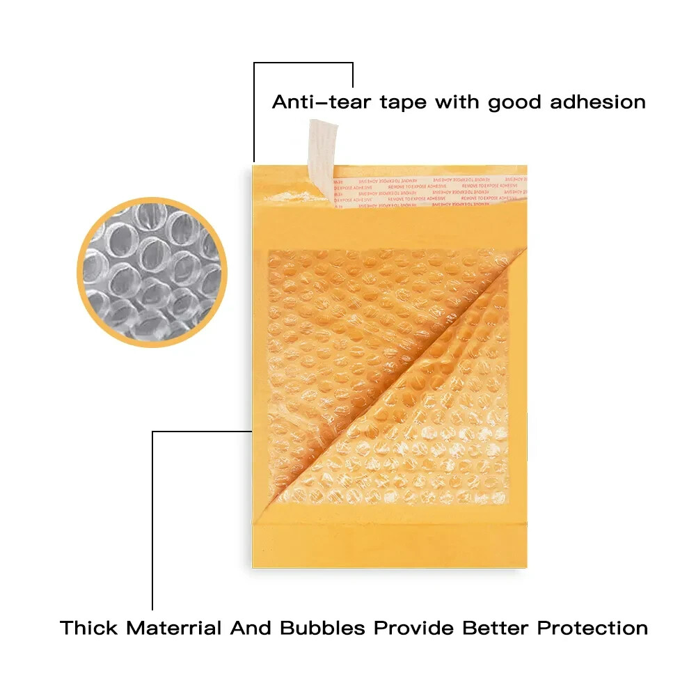 Coolpkg 50 pcs #00 5x10 Kraft Bubble Padded Shipping Envelopes Mailers 5*10