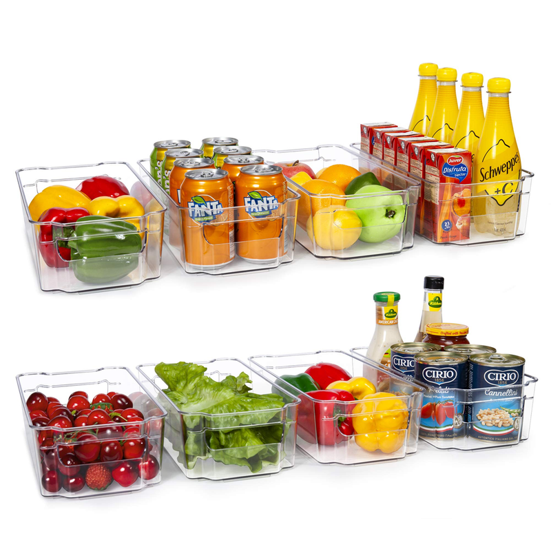 Refrigerator Organizer Bins, HOOJO 8Pcs Clear Plastic Bins
