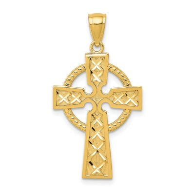 Pre-owned Superdealsforeverything Real 14kt Yellow Gold Celtic Cross Pendant
