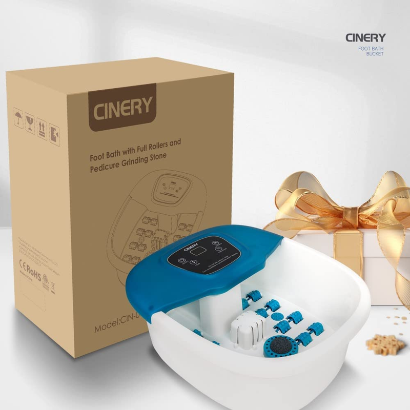 CINERY Foot Spa Bath Massager with Heat, Bubbles, Vibration and Pedicure Foot Sp