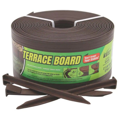 Brown Landscape Lawn Edging With Stakes 5 in. x 40 ft. Garden Edge Terrace Board