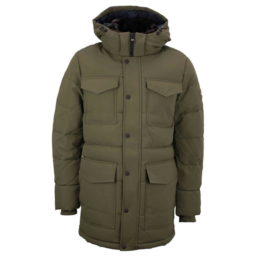 Pre-owned Tommy Hilfiger Herren Jacke Utility Parka Grün Unifarben Mw0mw27703 Rbn Khaki
