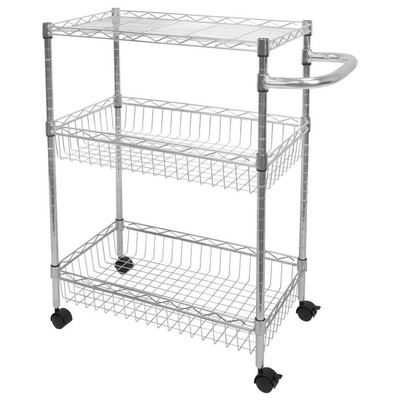 Mount-it! 3-Tier Metal Rolling Utility Cart Pre-Assembled Mobile Garage Storage