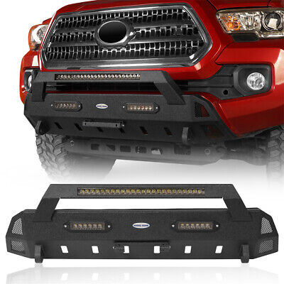 fit 2016-2023 Toyota Tacoma 3rd Gen Textured Front Bumper w/ LED Light & D-ring