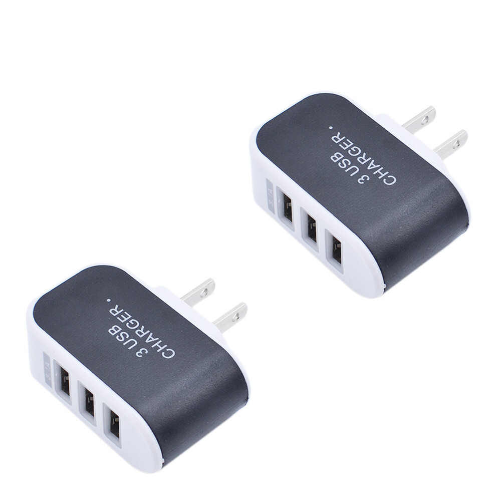 AC Wall Outlet To USB Socket Home Power Adapter With 3 Charge Ports
