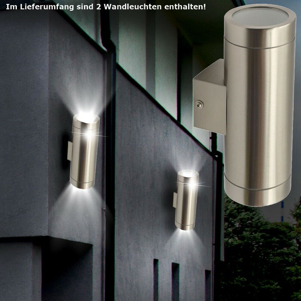 2er Set LED Up Down ALU Fassaden Leuchten Außen Beleuchtungen Haus Wand Lampen