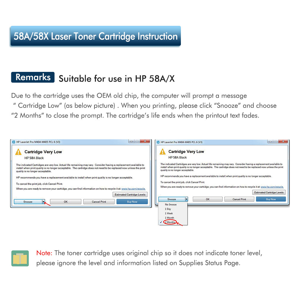 [NO CHIP] CF258A CF258X 58A 58X Toner Compatible With HP Laserjet Pro M404n lot