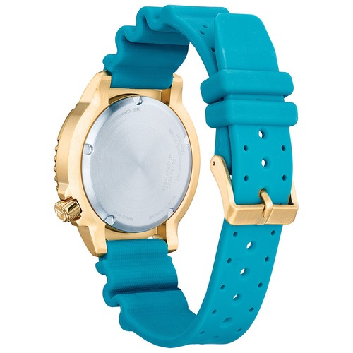 Pre-owned Citizen Promaster Bn0162-02x Eco-drive Gold Tone Tiffany Blue Dial Polyurethane