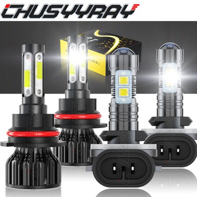For Mustang Gt Svt Cobra 99-02-4x 9007 LED Headlight Hi/Lo + 881 Fog Light Bulbs