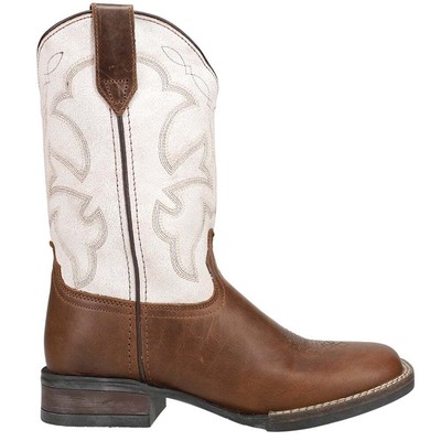 

Roper Monterey Square Toe Cowboy Youth Girls Brown, White Casual Boots 09-119-0, Roper Monterey Square Toe Cowboy Youth