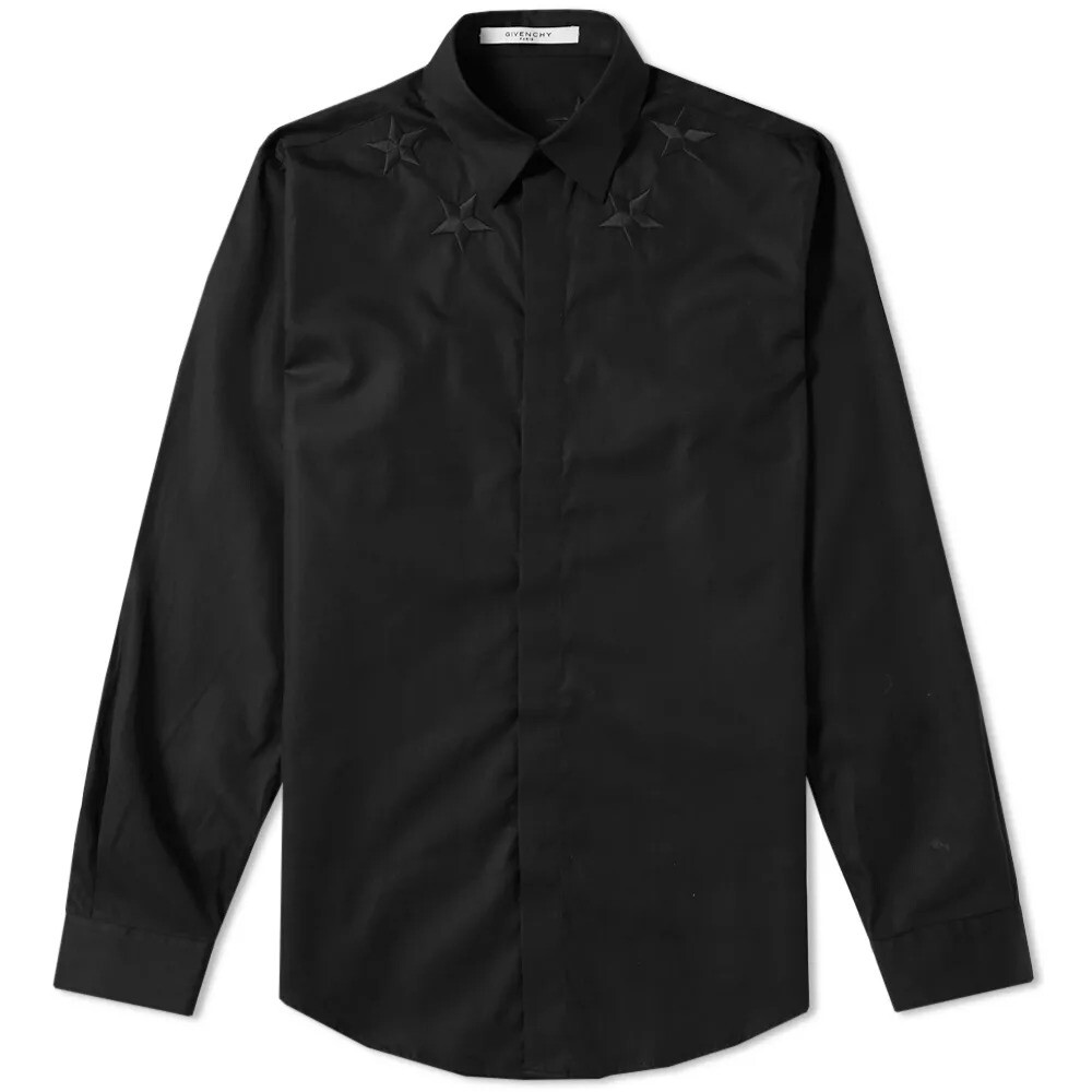 Givenchy Shirt Star-embroidered Cotton Black Shirt