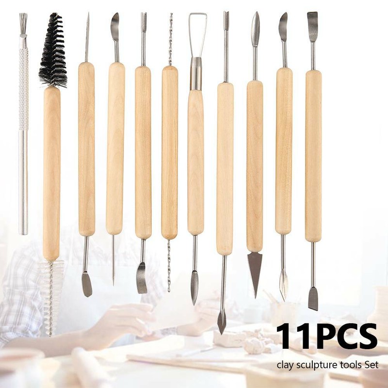 11tlg Clay Modellier Keramik Ton Werkzeug Set Polymer Schnitzen Tool Tasche DE