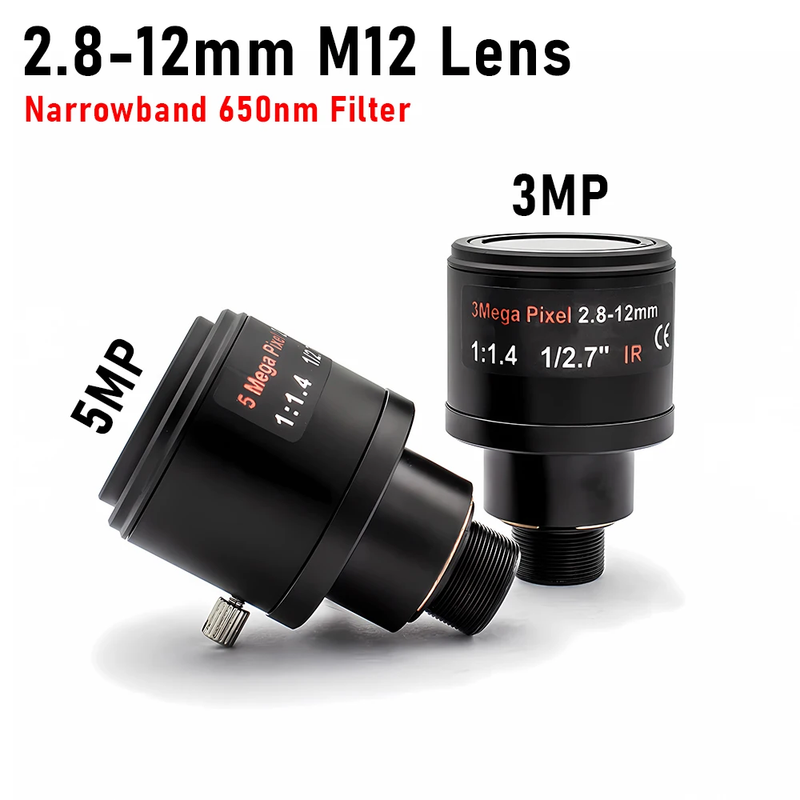 2.8-12mm Manual Focus Varifocal Lens M12 Mount With Narrowband 650nm Filter CCTV