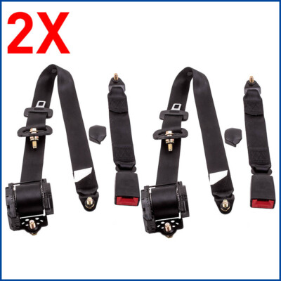 Pair Universal Retractable 3 Point Seat Belt Car Vehicle Safety Belt Harness Set