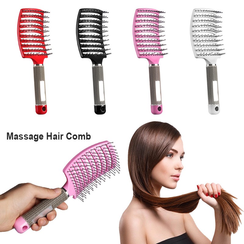 Scalp Curved Massager Brush Hair Comb Anti Static Hairdressing