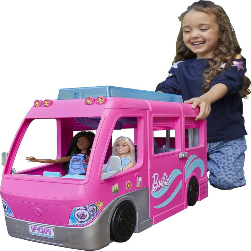 Barbie Dreamcamper Vehicle Playset 60 Accessories Including Pool 30-Inch Slide
